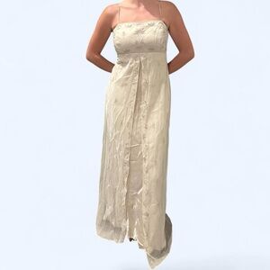 Michelangelo Champagne Strapless Prom Bridal Dress